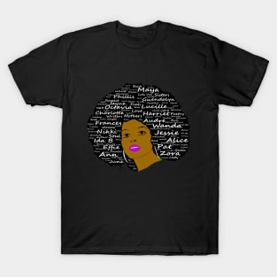 Black History Month Powerful Writers Natural Hair Afro Art T-Shirt